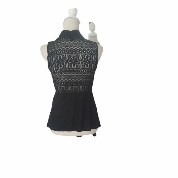 AB Studio Black Sleeveless Open Front Cardigan - Picture 2 of 11